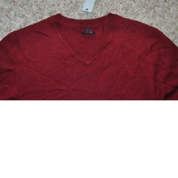 Mens Wool Blend Sweater Apt 9 Red Dogwood Small Merino V-Neck Long Sleeves - Picture 2 of 3